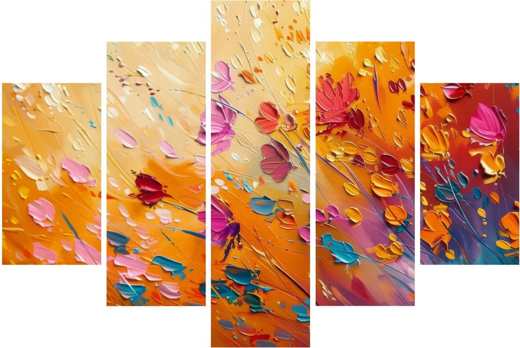 Obraz - Maľba farebných kvetov (150x105 cm)