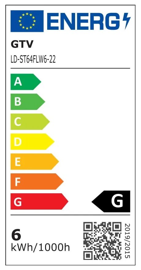 Teplá biela filamentová žiarovka E27, 6 W – GTV