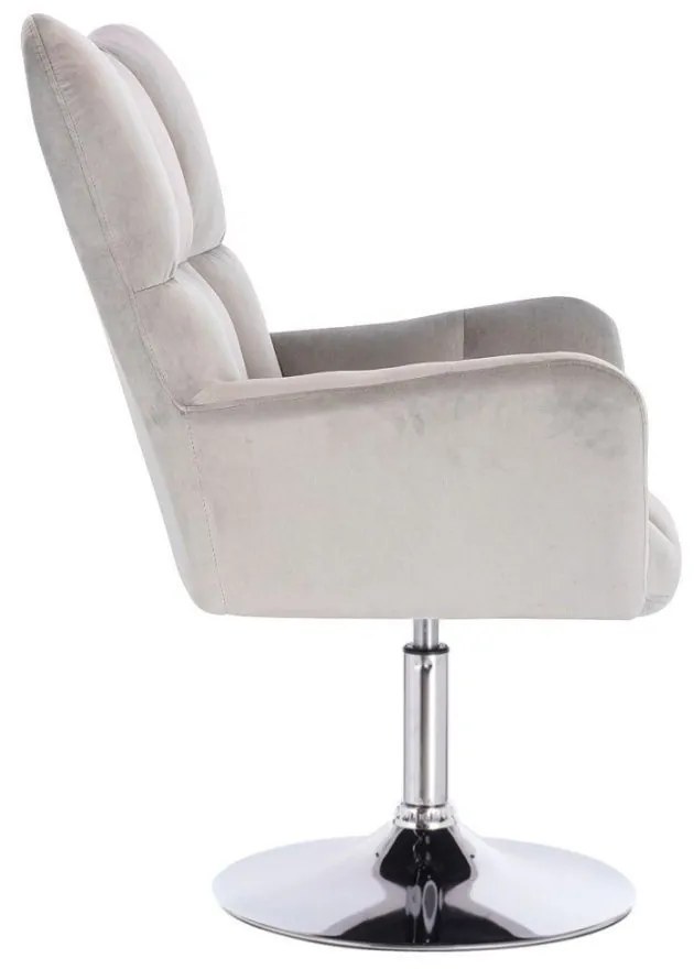 LuxuryForm DESIGN Kreslo AURORA VELUR na striebornom tanieri - svetlo šedé