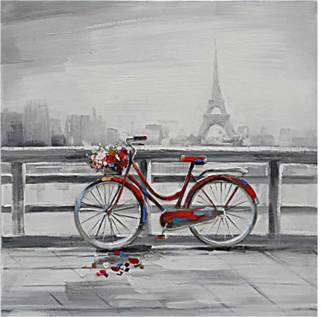 Obraz maľovaný na plátno 800x800 Parisian Bicycle