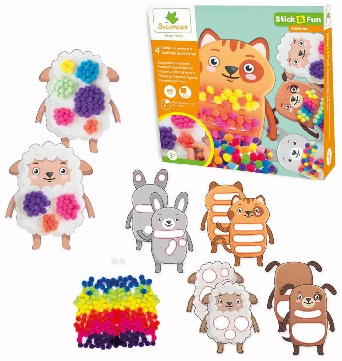 Stick & Fun - zdobenie brmbolcami - domáce zvieratká