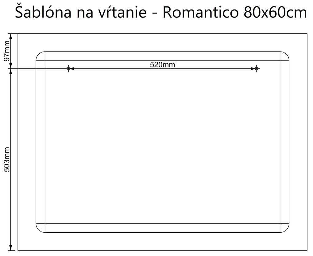 LED zrkadlo Romantico 80x60cm studená biela - diaľkový ovládač Farba diaľkového ovládača: Čierna