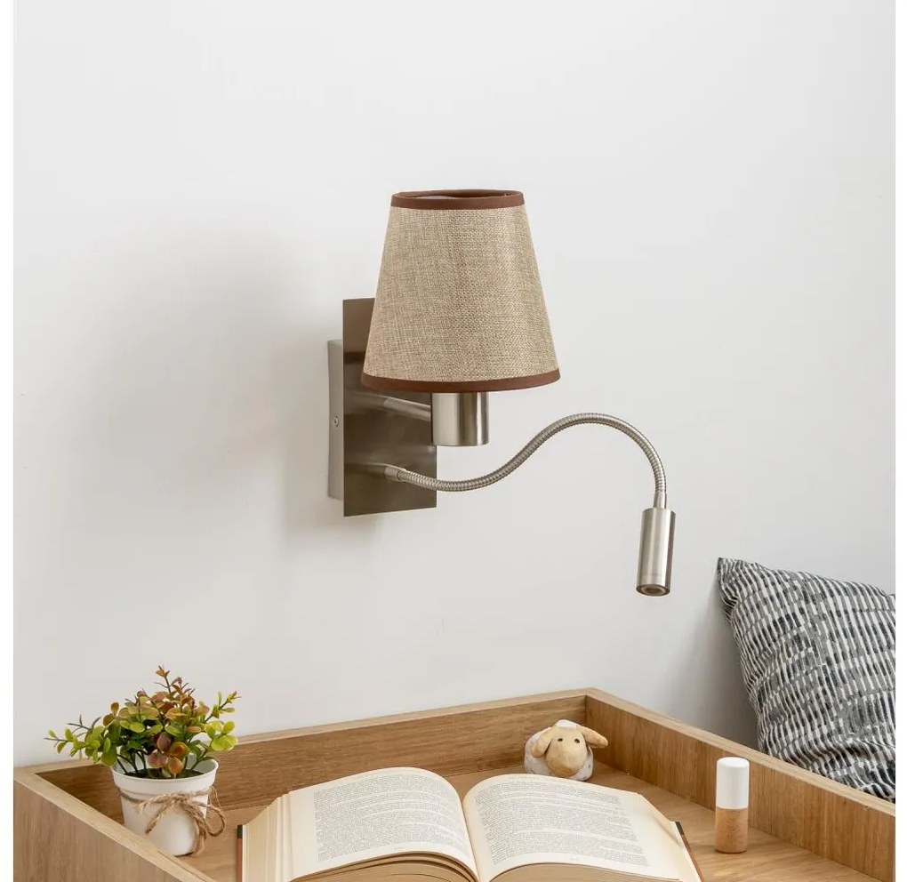 Brilagi - LED Nástenná lampa NUBILA 1xE27/25W/230V + LED/3W chróm/hnedá