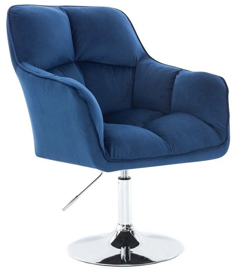 LuxuryForm DESIGN Kreslo AMALFI VELUR na striebornom tanieri - modré