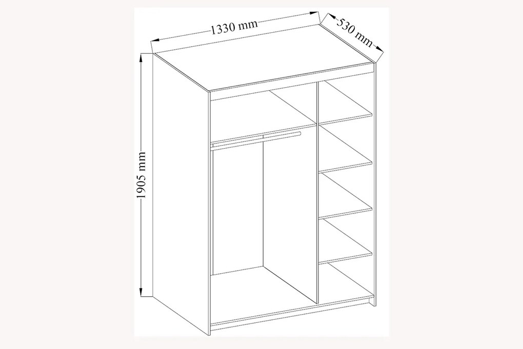 Skriňa trojdverová z zrkadlom Lena 3D - Dub Lefkas