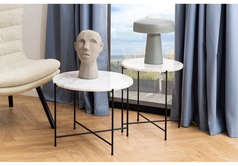 Okrúhly odkladací stolík s mramorovou doskou ø 52 cm Avila – Actona