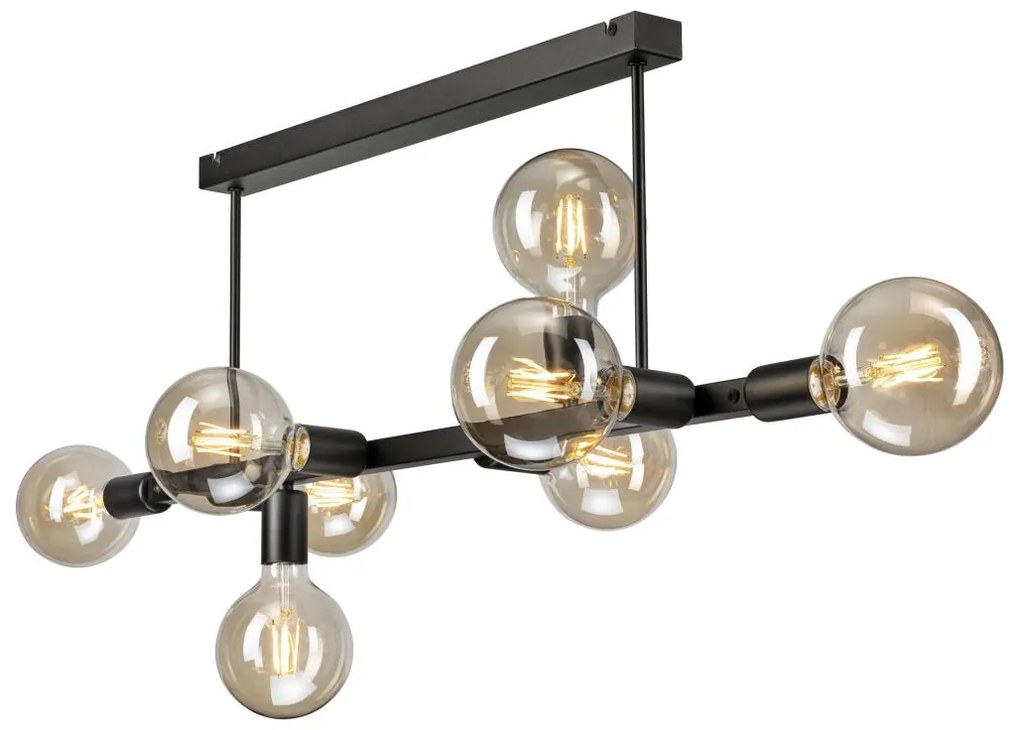 Luster na tyči ASTRID 8xE27/60W/230V čierna