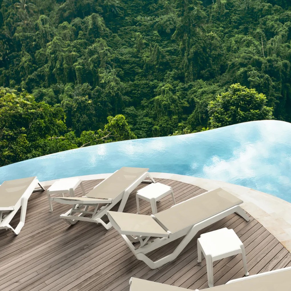 RIO PRO záhradné lehátko white/taupe