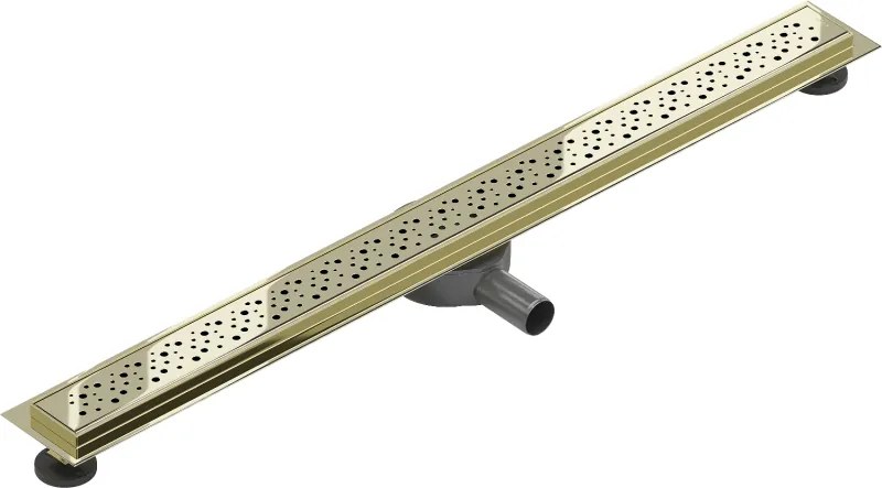 Mexen Flat 360°, nerezový sprchový žľab vzor M12 80 cm, zlatá lesklá, 1521080-40