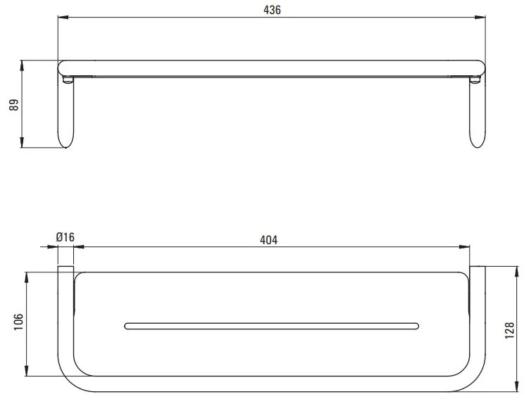 Deante Silia, nástenná polička 436x124x89 mm, zlatá matná, DEA-ADI_R511