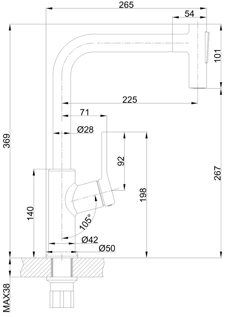 Invena Farsala, vysoká drezová batéria s 2-funkčnou výsuvnou výlevkou h-369, čierna matná, INV-BZ-40-L04-S