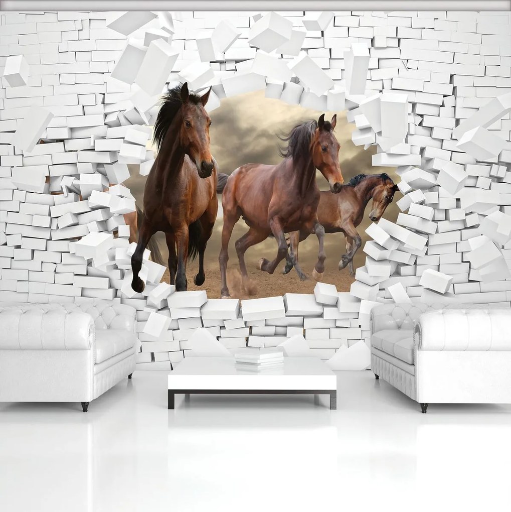 Fototapeta - 3D kone v stene (152,5x104 cm)