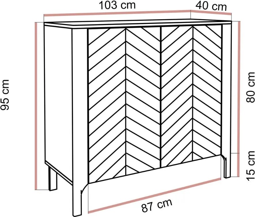 DVOJDVEROVÁ KOMODA SALOME KAŠMÍR 103 cm