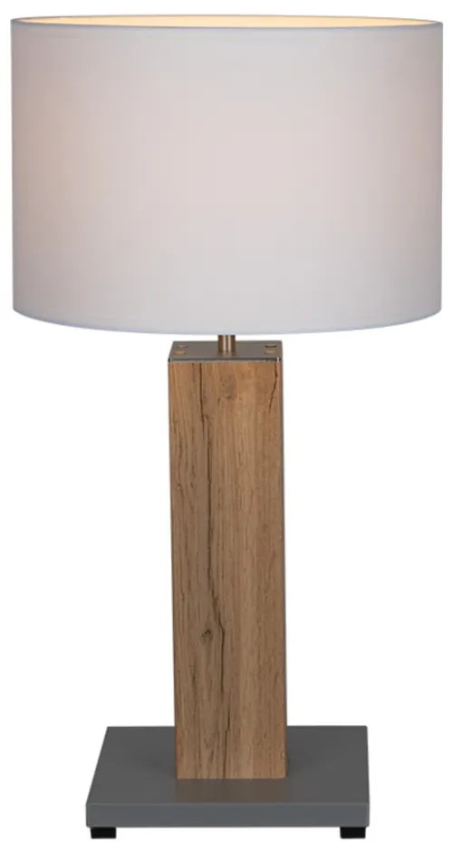 Stolová lampa FLAME, 1xMax.40W, biele textilné tienidlo, dyhovaný dub, G