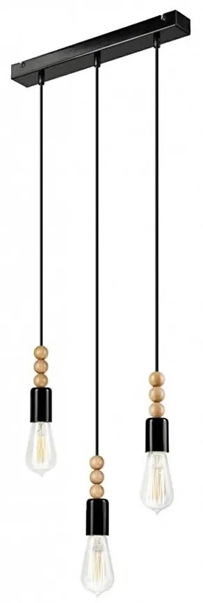 Luster na lanku SIMON 3xE27/60W/230V čierna