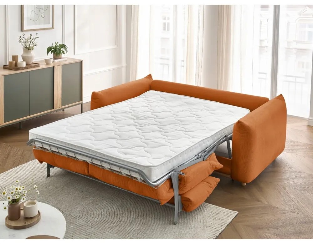 Oranžová rozkladacia pohovka 214 cm Ernest – Bobochic Paris