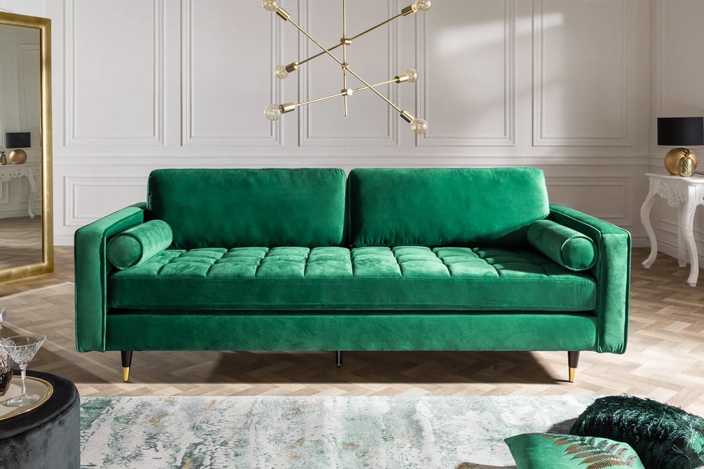 Trojmiestna pohovka COZY VELVET 220cm smaragdovo zelená