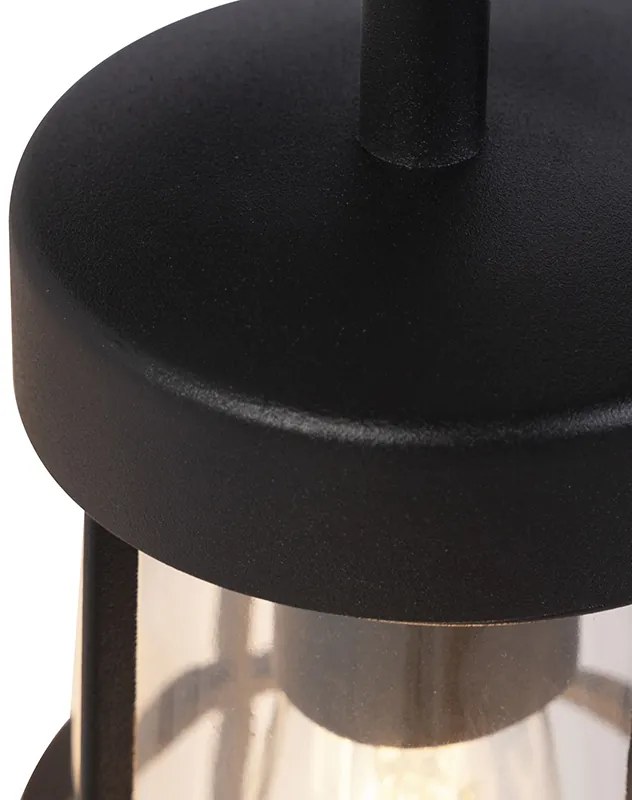 Rustikálna vonkajšia nástenná lampa čierna so sklom - Elza