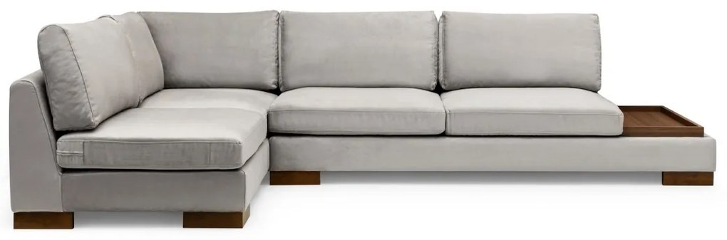 Rohová pohovka Tulip s odkladacím stolíkom svetlosivá ľavá