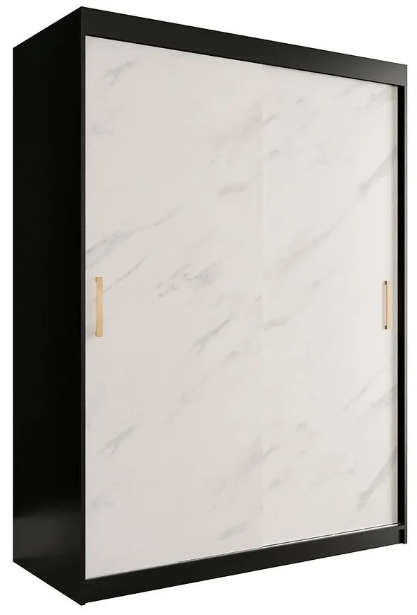 Skriňa Marmur T 150 čierna/mramor biely