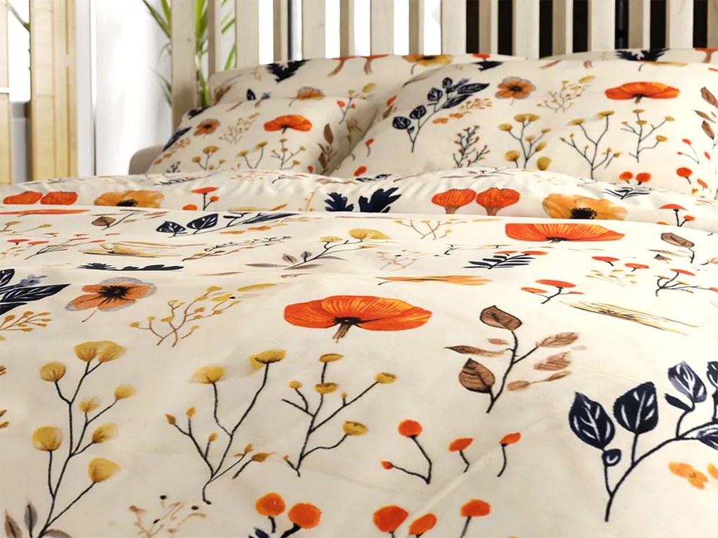 Mikroplyšové obliečky PAPAVA krémové Rozmer obliečky: 2 ks 70 x 90 cm | 200 x 220 cm