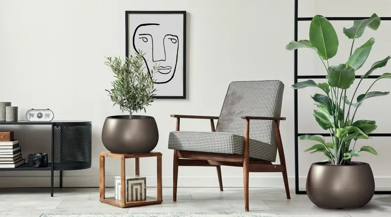 Plastový kvetináč s vložkou HEOS kávový