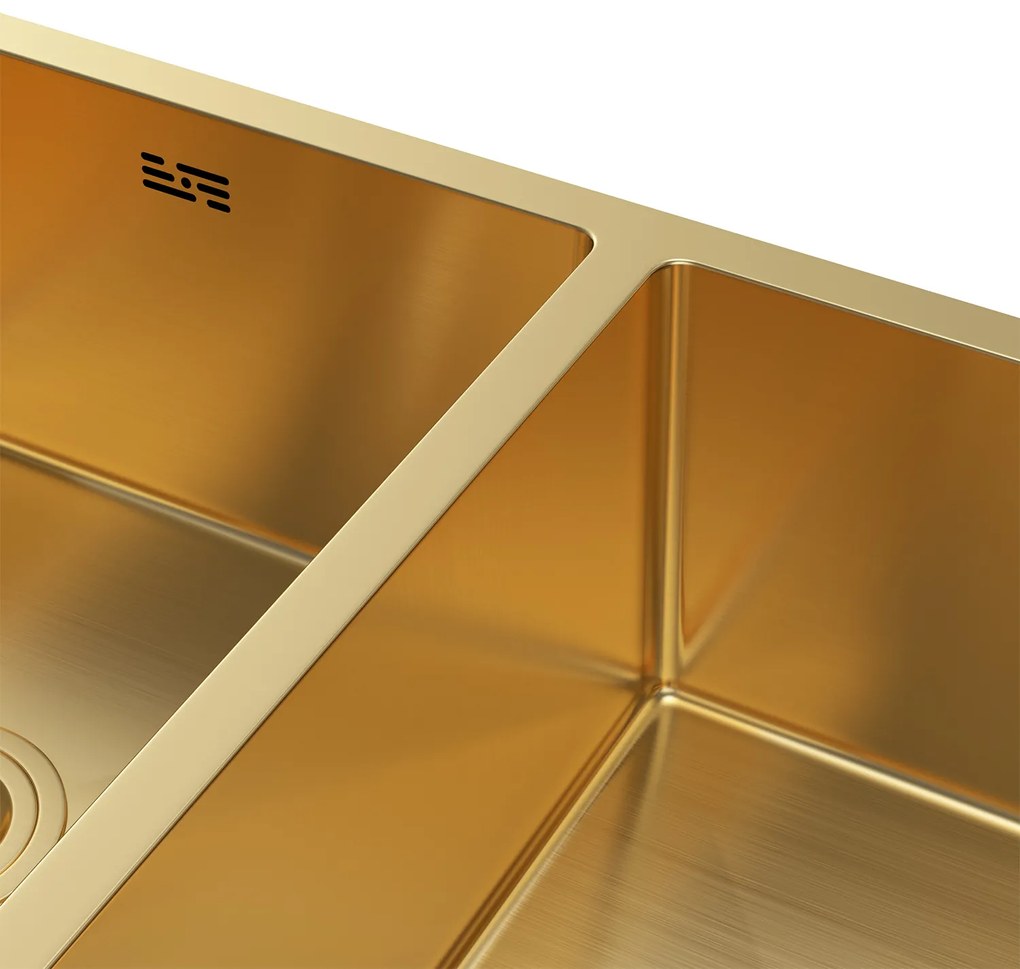 Erga HD, 2-komorový oceľový drez 800x450x210 mm, zlatá, ERG-MLS-HD8045G