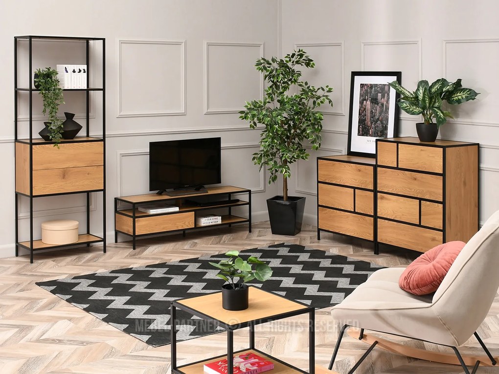 Komoda Soren Kom (dub + čierna). Akcia -20%. Vlastná spoľahlivá doprava až k Vám domov. 1110774