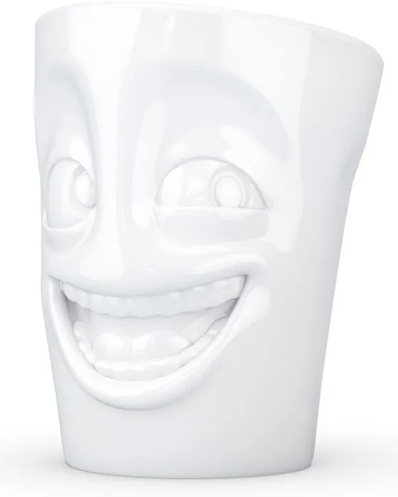 Biely vysmiaty porcelánový hrnček s uškom 58products, objem 350 ml