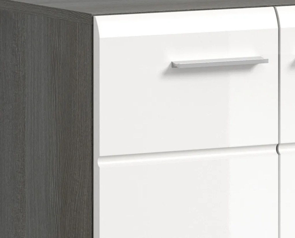 Skrinka Salsa, 60 cm, šedý dub/biela lesk