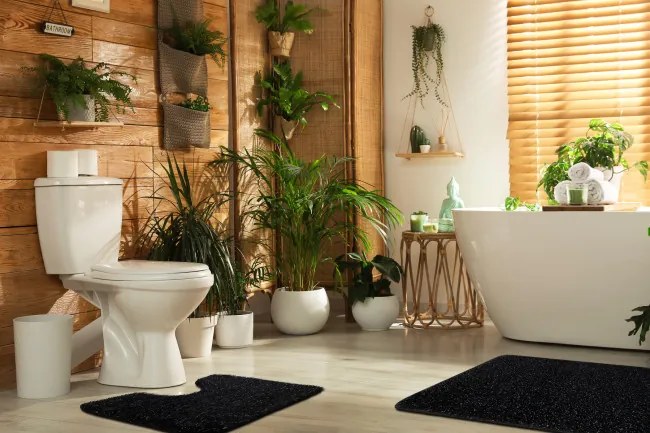 Sada kúpeľňových koberčekov SYNERGY glamour / lurex, čierna