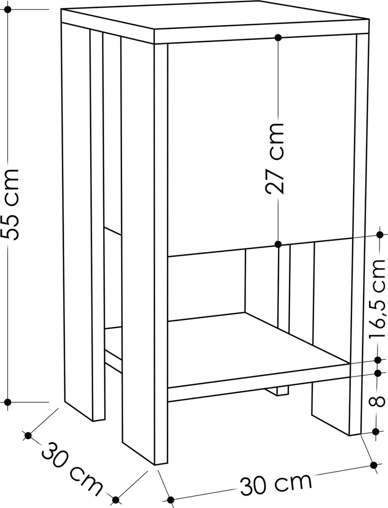 Nočný stolík Houseland EMA starobylá biela/mocha