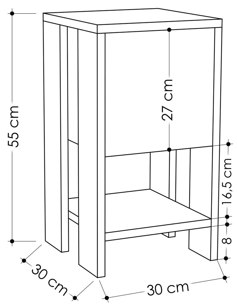 Nočný stolík Houseland EMA tmavý dub