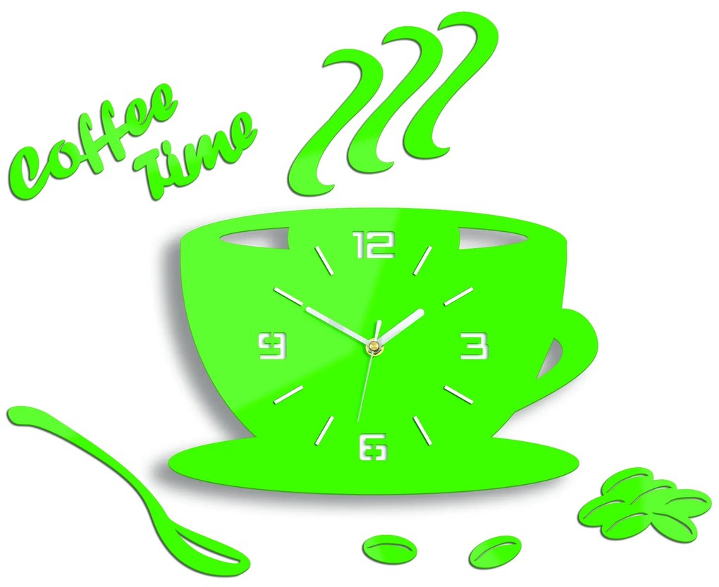 Nástenné hodiny Coffee zelené