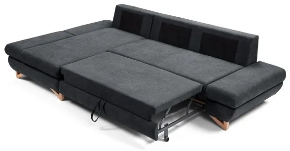 Rozkladacia rohová čalúnená sedacia súprava AVESTA, v tvare L, ľavá, antracit, s úložným priestorom