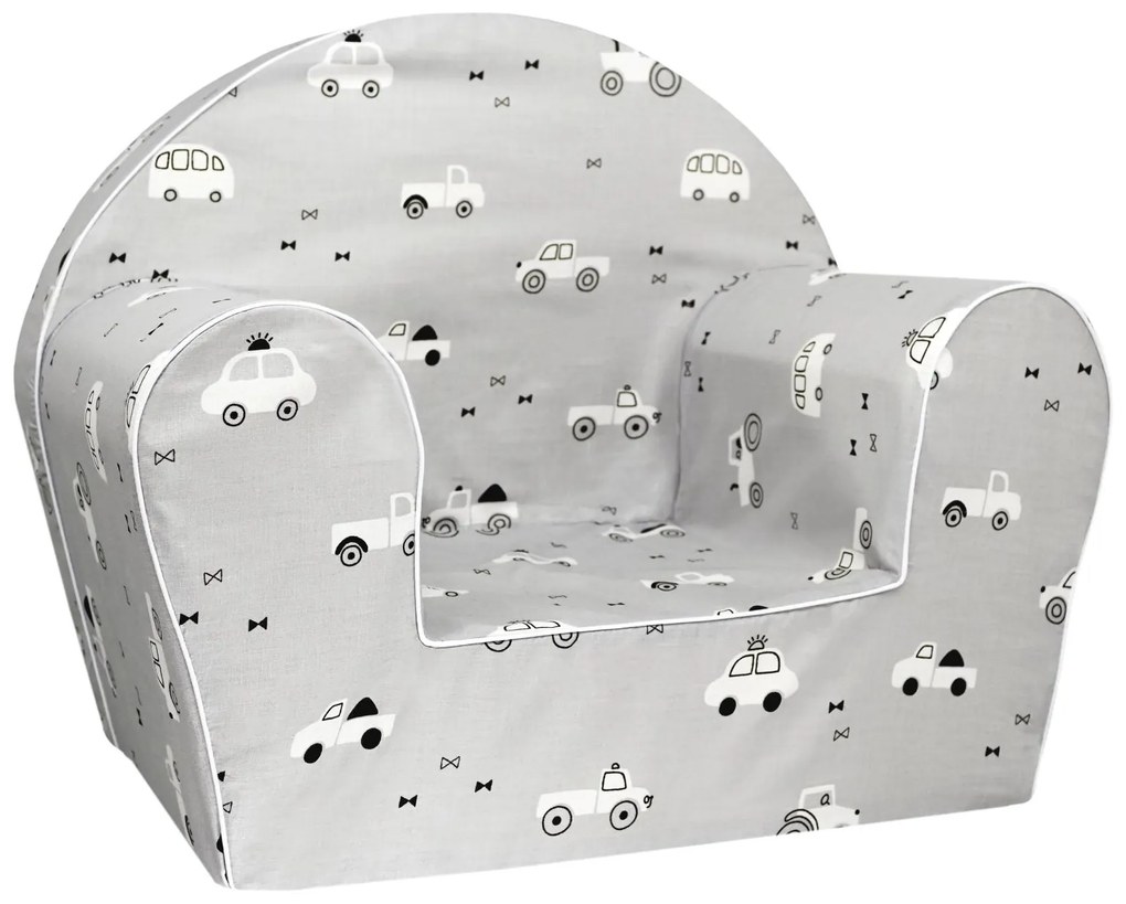 Detské kresielko MINI - Autíčka - šedé