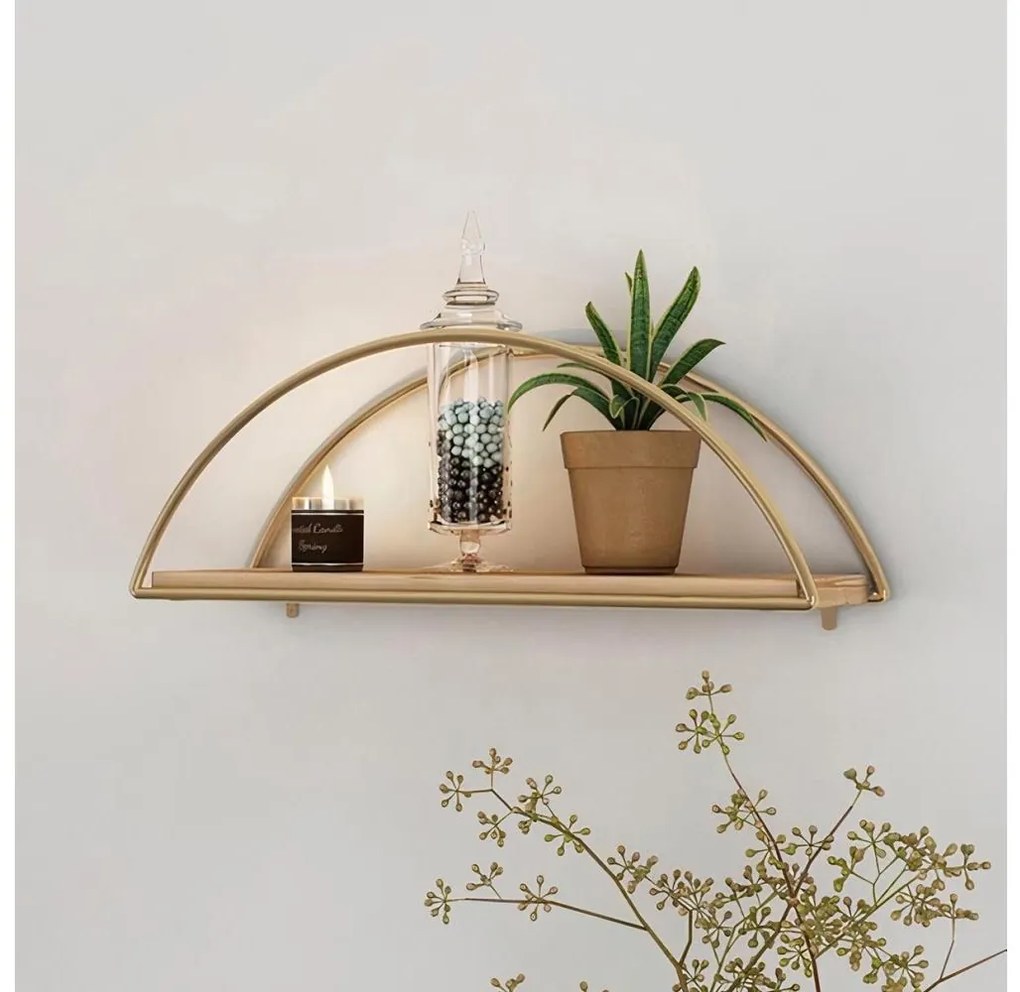 Nástenná polica 45x18 cm dub/zlatá