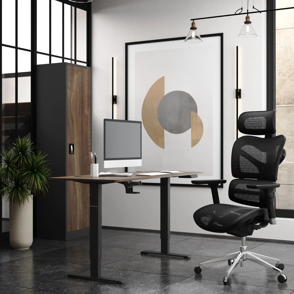 Kovová kancelárska skriňa na dokumenty, antracitová/orechová, 450x1850x400 mm: ALEX Eco Design