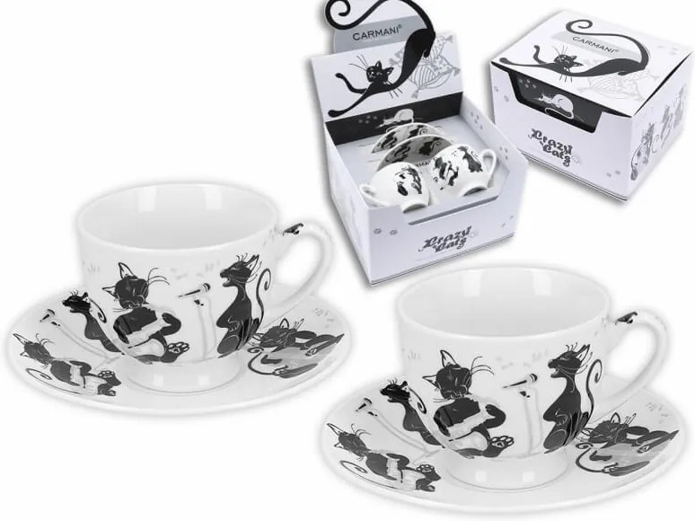 Šálka s podšálkou espresso 80 ml - set 2 kusov, Mačky, CARMANI