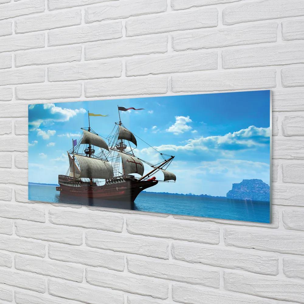 Obraz plexi Loď oblohy zatiahnuté morská 120x60 cm