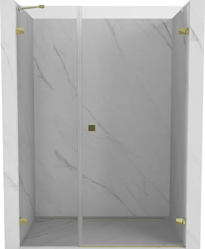 Mexen Lunar-B, otočné sprchové dvere pravé 150 cm, číre sklo, zlatý profil, 832S-150-050-50-00-P