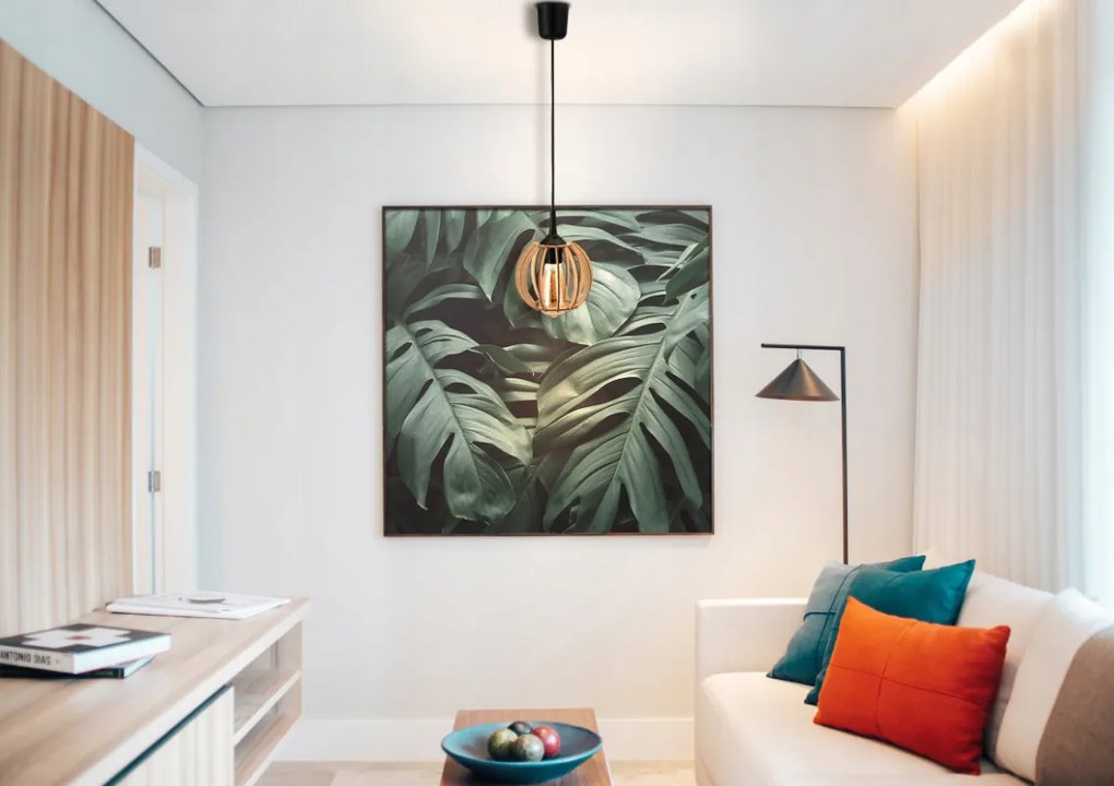 DREVENÁ LED STROPNÁ LAMPA ZÁVESNÁ E27 + KLIP + Nastaviteľná