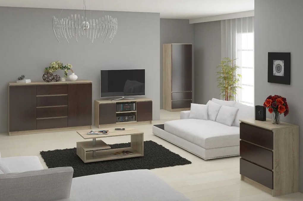Komoda Kuwait 3D 3D (dub sonoma + wenge). Akcia -20%. Vlastná spoľahlivá doprava až k Vám domov. 1117163