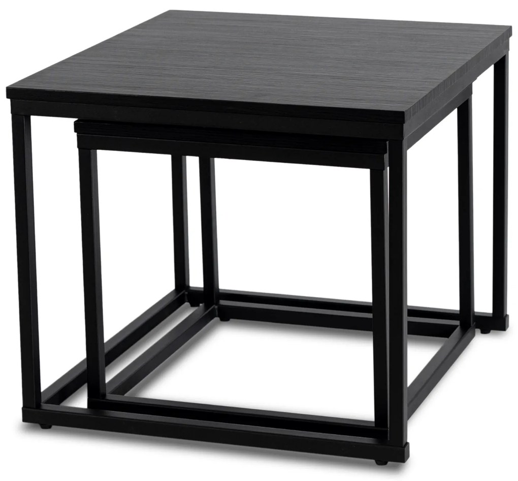 PROXIMA.store - Loftový set konferenčných stolíkov TEVET FARBA: dub, FARBA NÔH: čierna