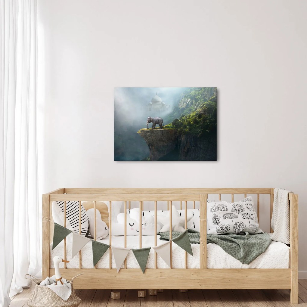 Obraz - Sloník na vrchole Taj Mahal (70x50 cm)