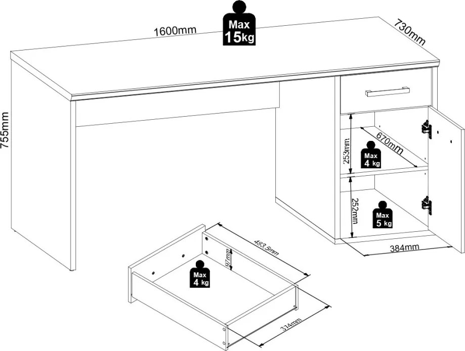 Písací stôl Romance, smrekovec/dub