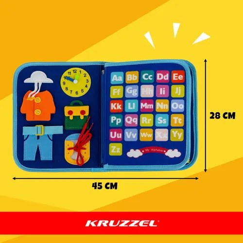 ISO Trade Kruzzel Montessori senzorická kniha pre deti 3+ – jednorožec, 7 aktivít