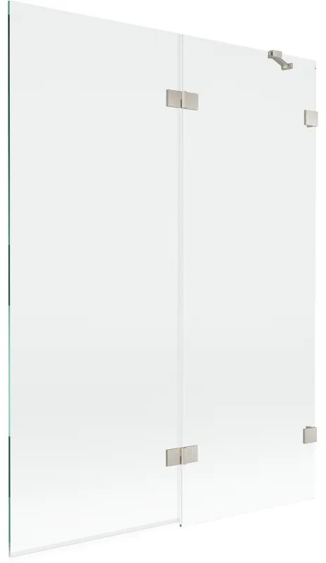 Mexen Lunar, 2-krídlová vaňová zástena pravá 130 x 150 cm, číre sklo, brúsená oceľ, 897-130-100-97-00-P