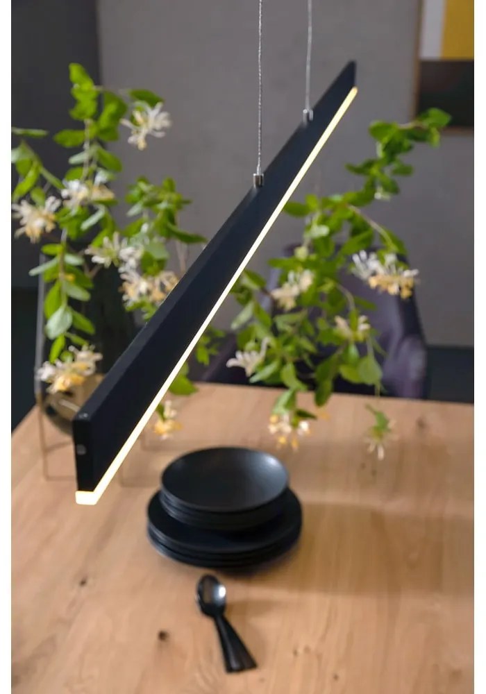 Čierne LED stmievateľné závesné svietidlo Straight – Fischer &amp; Honsel