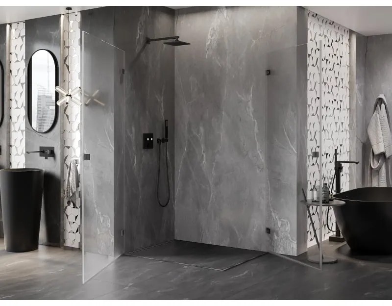 Mexen Lunar-B Duo výklopný sprchový kút 100 x 85 cm, číre sklo, brúsený grafit, 832-100L-085P-66-00